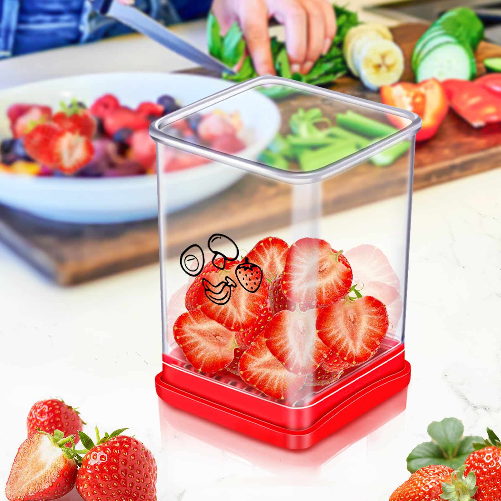 Stainless Steel Fruit and Vegetable Slicer - Perfect for Strawberries, Bananas, Eggs | Quick Salad Prep Tool | Portable Kitchen Gadget for Smoothies, Fruit Platters & Meal Prep