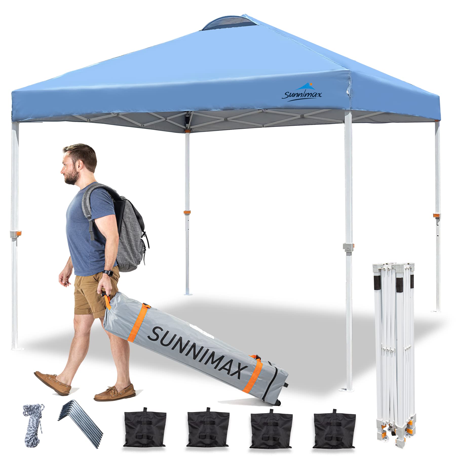 SUNNIMAX 10x10 Pop-Up Canopy Tent - Waterproof Instant Shelter with Carry Bag & Sandbags for Outdoor Parties, Camping, Beach, Picnics & Backyard Events