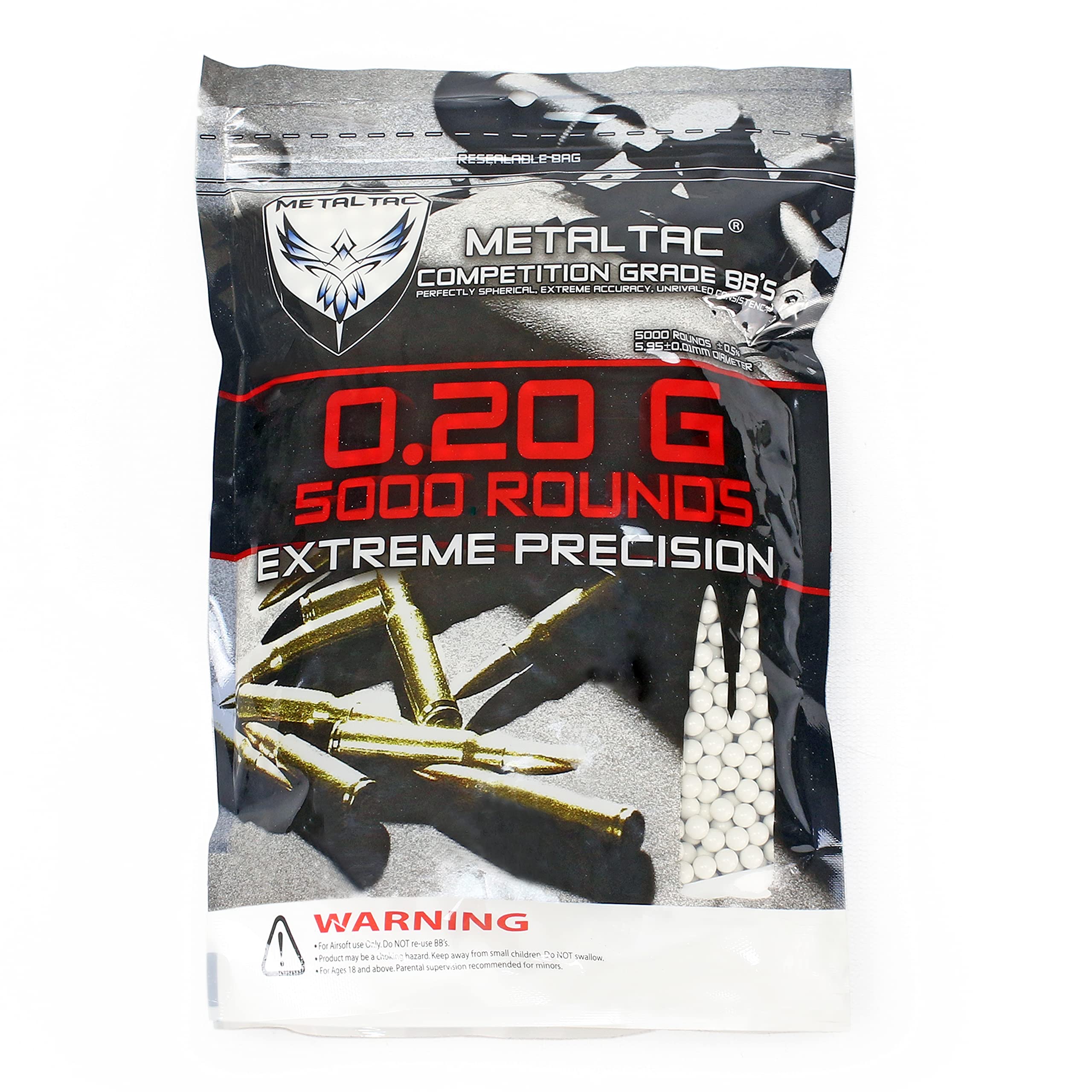 MetalTac® 0.20g 6mm Airsoft BBs - 30,000 Round High-Performance Pellets for Airsoft Guns | Perfect for Target Practice & Competitive Shooting