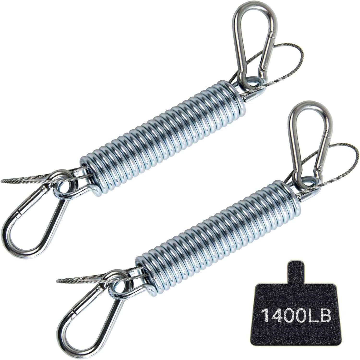 Heavy Duty Porch Swing Springs 700 LB Capacity - Stainless Steel Hanging Chair Spring Kit with 2 Springs, 4 Snap Hook Carabiners & 2 Safety Steel Wires - Perfect for Porch Swings, Garden Hammocks & Outdoor Relaxation