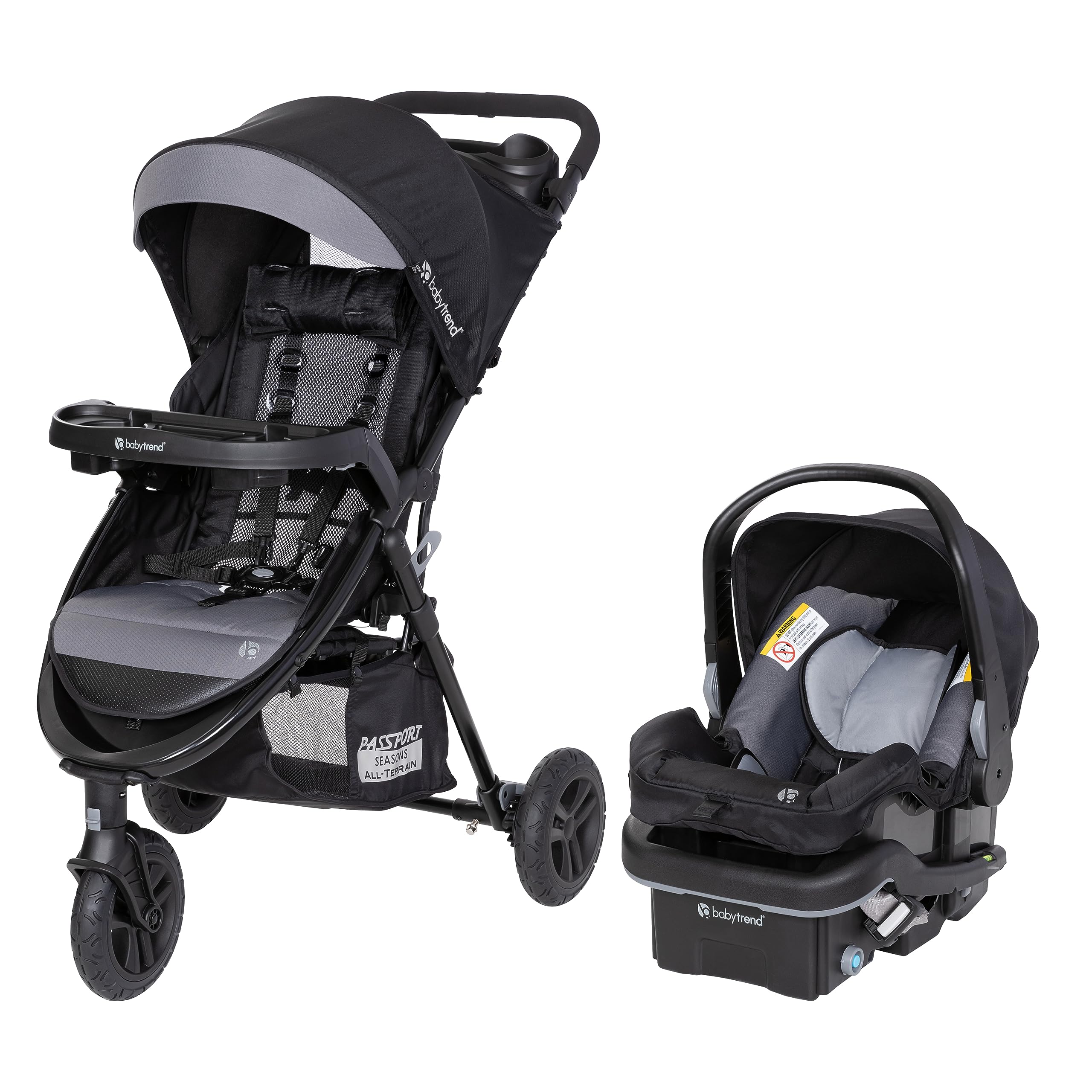 Baby Trend Passport® Seasons All-Terrain Stroller Travel System with EZ-Lift™ PLUS Infant Car Seat - Dash Black | Lightweight & Durable for Outdoor Adventures, Shopping & Travel | Perfect for Newborns & Toddlers