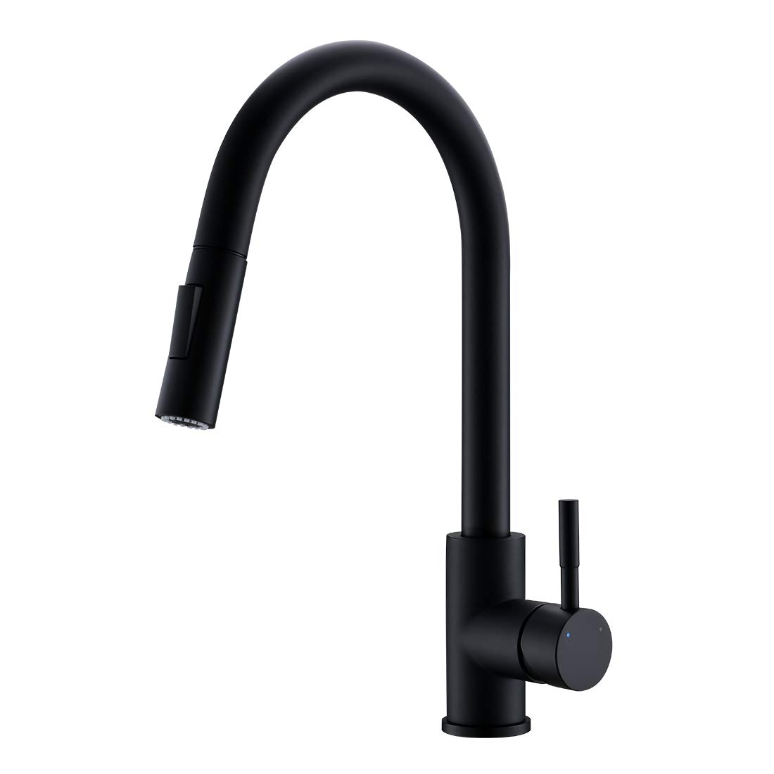 Modern Black Solid Brass Pull Down Kitchen Faucet - Single Handle Pull-Out Sprayer Sink Faucet for Easy Dishwashing & Food Prep | Perfect for Modern Farmhouse, Apartment & RV Kitchens