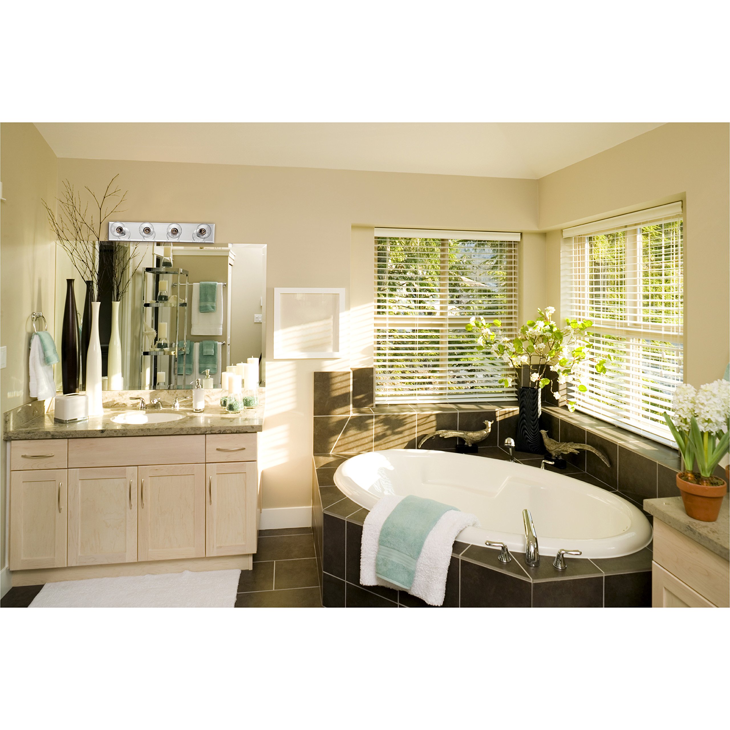 Westinghouse 4-Light Bathroom Vanity Light with Beveled Mirror - Modern Bath Bar Fixture for Bathroom, Powder Room & Dressing Area Lighting