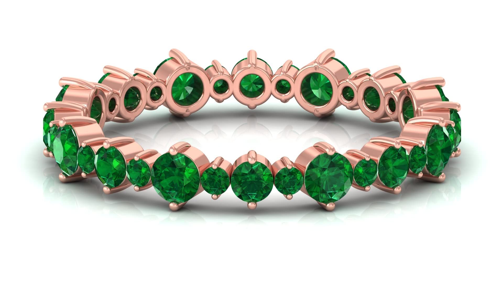 1.75 CT Lab Created Emerald Ring - 14K Solid Gold Eternity Band for Women, Wedding, Anniversary & Special Occasion Jewelry Gift