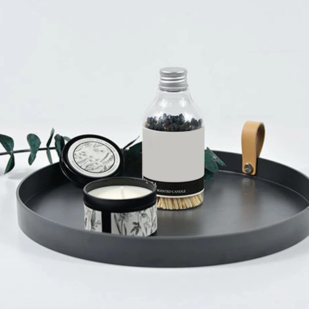 Nordic Round Plastic Desktop Storage Tray - Jewelry Organizer, Kitchen & Dining Table Snack Plate with Handle - Home Decor for Living Room & Bedroom (Dark Gray) | Perfect for Jewelry Display, Meal Serving & Office Organization