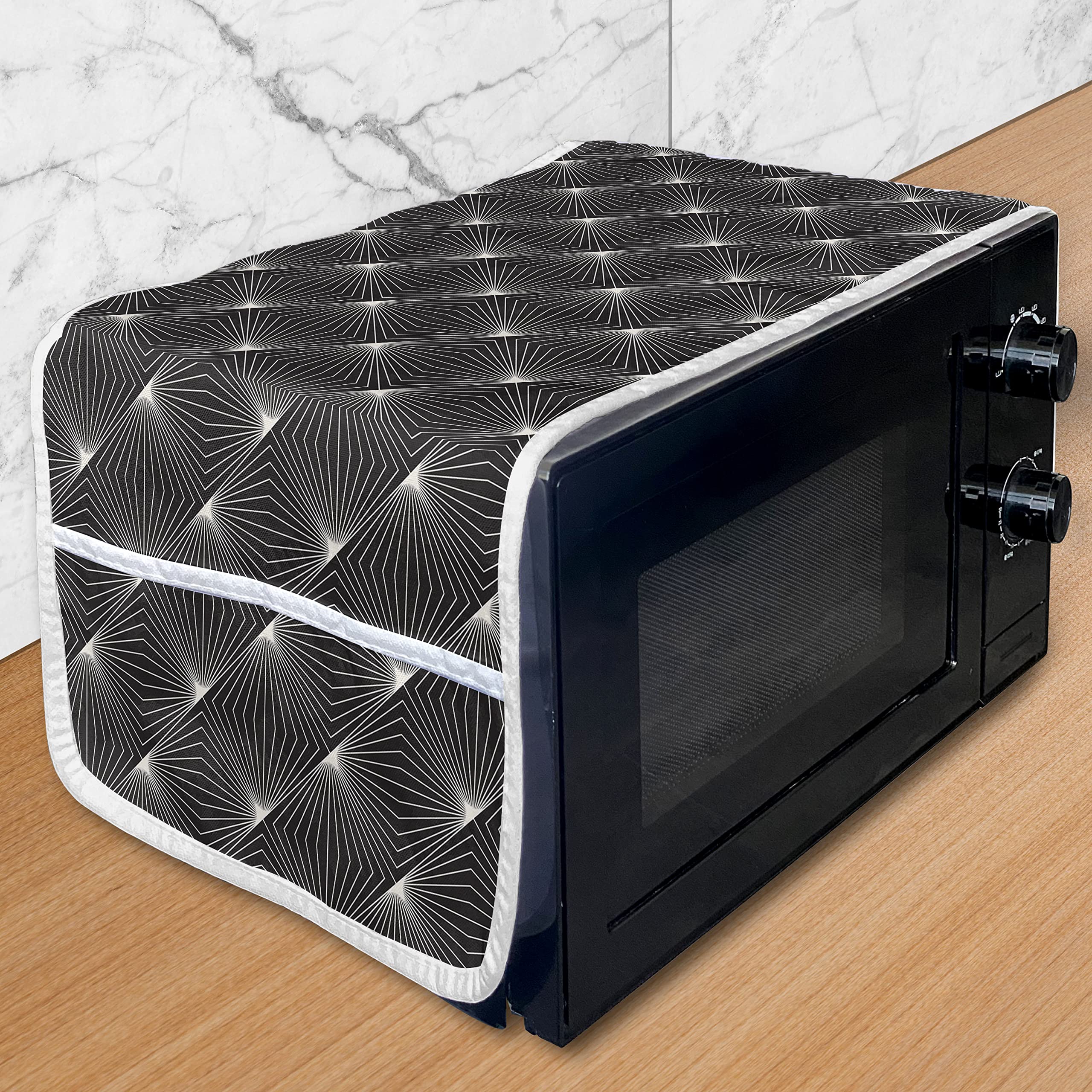 Ambesonne Lattice Microwave Oven Cover - Waterproof Kitchen Organizer with Pockets, 36