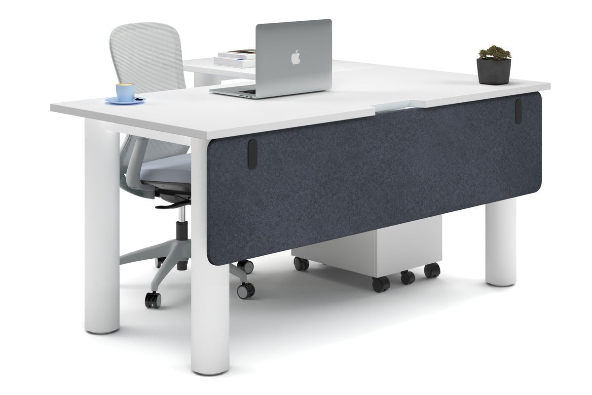 Premium L-Shaped Corner Office Desk with Quadro Cylinder Legs - 1600L x 1550W Workstation with Cable Management Scallop - Perfect for Home Office, Study Room & Small Business Workspace