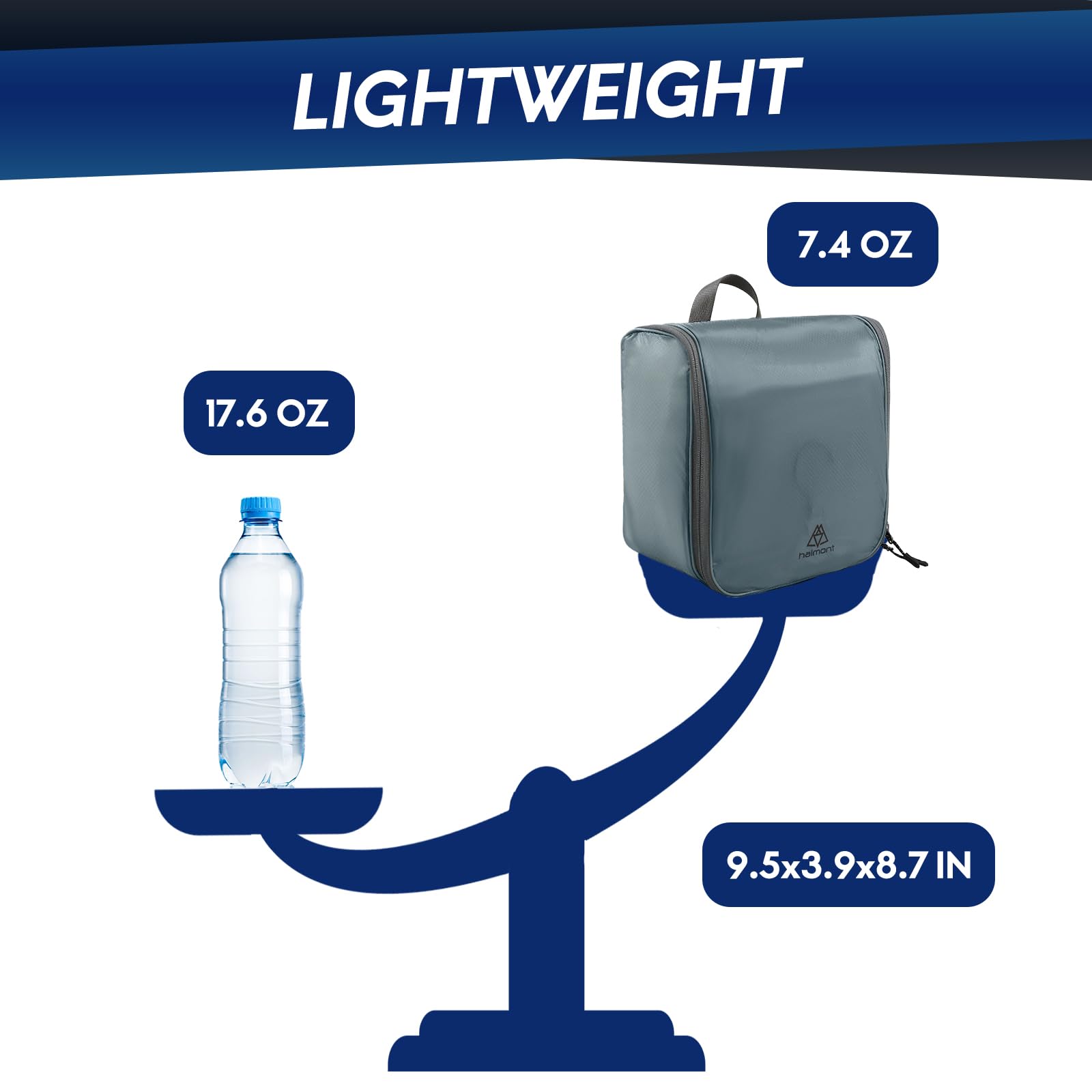 Haimont Ultralight Hanging Toiletry Bag for Travel - Water-Resistant Cosmetic Organizer with Shatterproof Mirror for Men & Women - Perfect for Gym, Camping, and Business Trips (Grey)