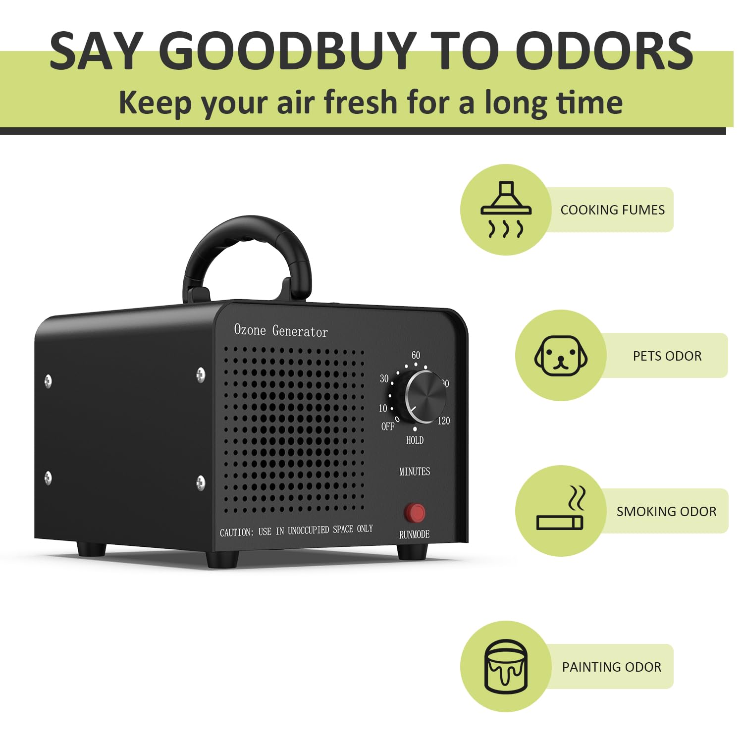 30000mg Ozone Generator Air Purifier for Home & Car - O3 Machine for Smoke & Pet Odor Removal (Black) | Freshen Air in Bedrooms, Offices & Vehicles