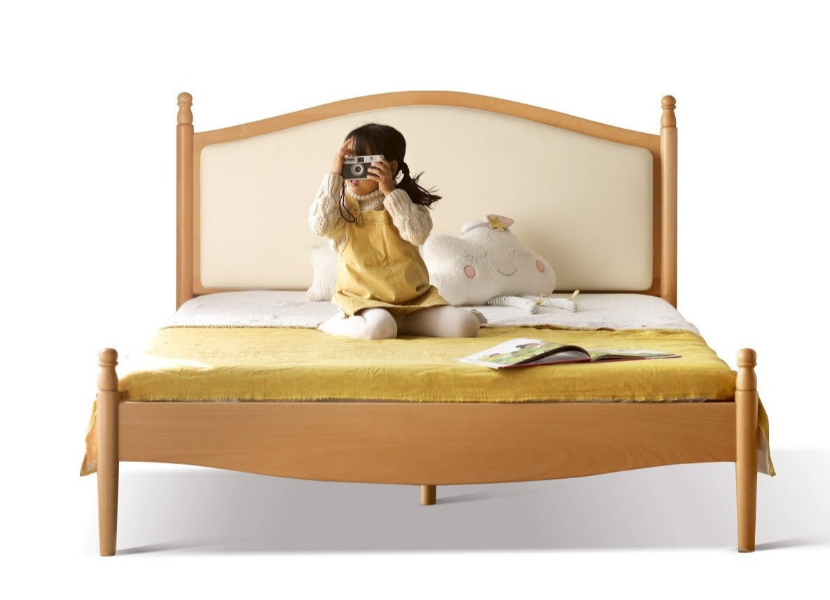 Solid Wood Princess Bed - Beech & Oak Wooden Toddler Bed for Girls - Perfect for Kids' Bedrooms, Nursery, and Playroom Decor