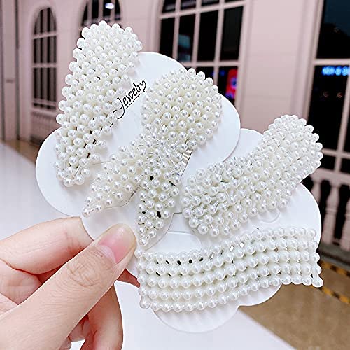 HOMEMATES 8-Piece Korean Style Pearl Hair Clips Set - Large Hair Pins & Barrettes for Women & Girls - Elegant Fashion Hair Accessories (Perfect for Weddings, Parties & Daily Styling)