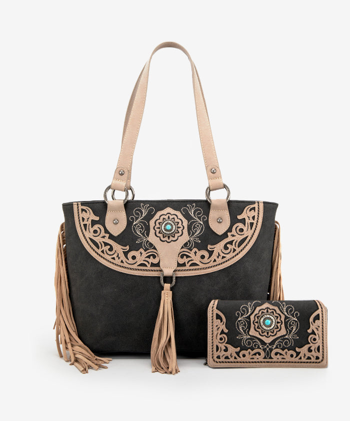 Montana West Cut Out Fringe Concealed Carry Tote Bag Set - Stylish & Functional Purse for Women, Perfect for Everyday Use, Travel, and Concealed Carry