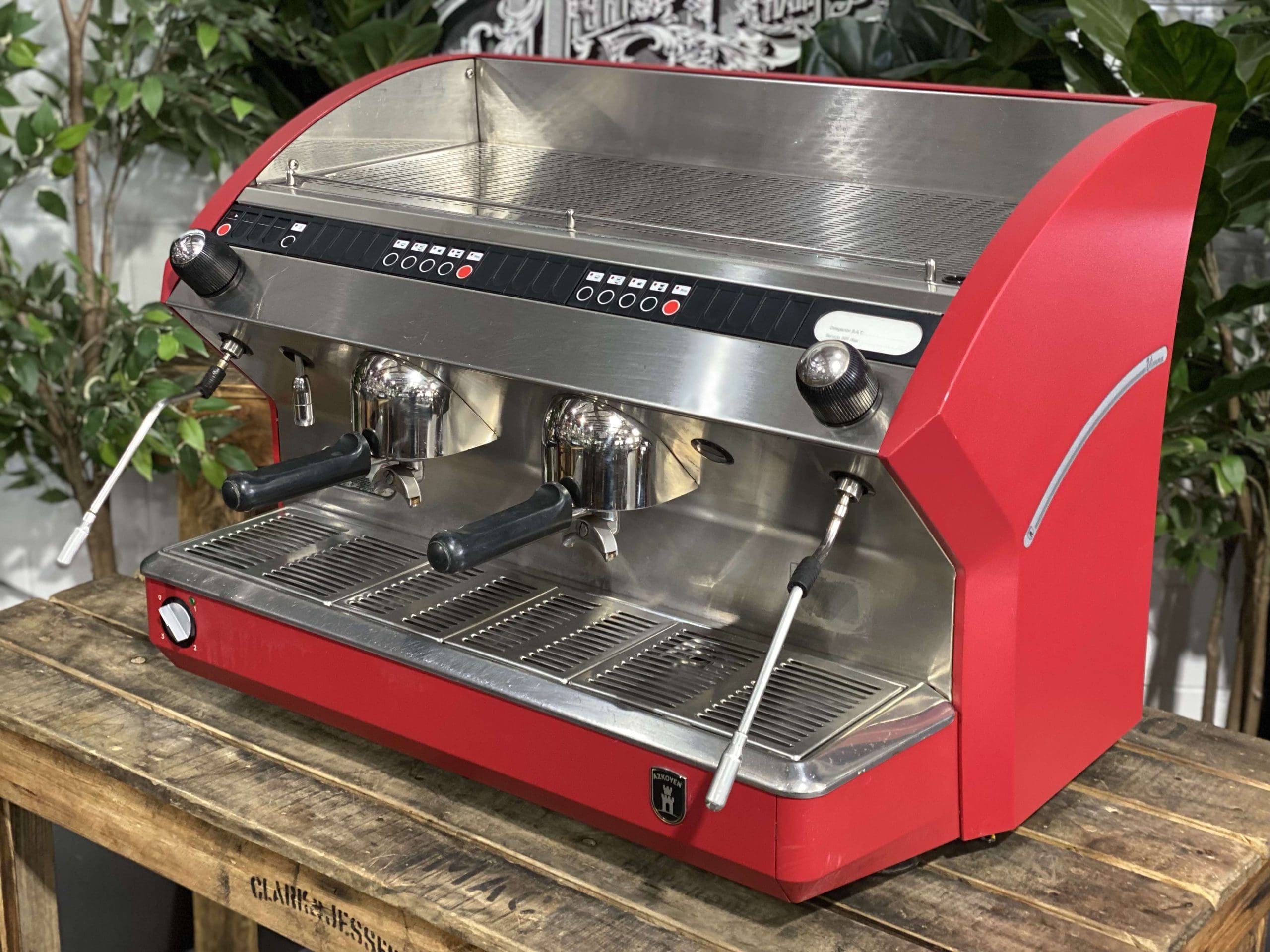 Azkoyen Vienna 2 Group Commercial Espresso Machine - Professional Red Coffee Maker for Cafes, Restaurants & Offices | Perfect for High-Volume Brewing & Specialty Coffee Preparation