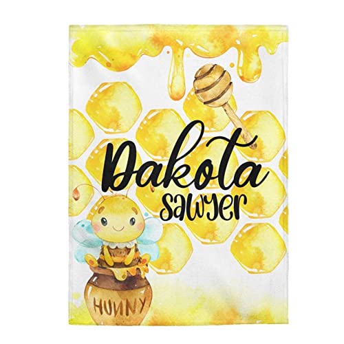 Personalized Bumble Bee Baby Blanket - Honey Bee Nursery Blanket for Girls & Boys - Soft Toddler Blanket for Daughter, Son & Kids - Perfect for Monthly Milestones, Birthdays & Christmas Gifts - Cozy for Nursery, Stroller & Snuggling