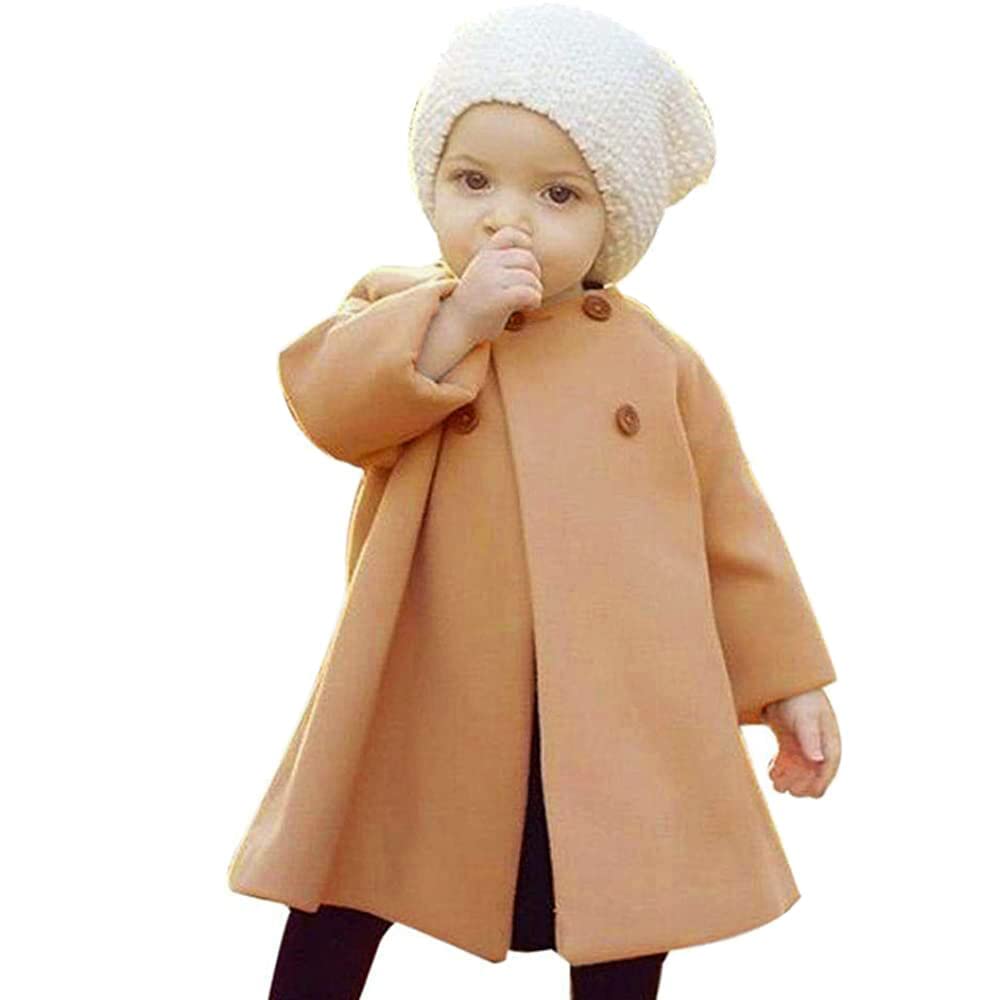 **JEELLIGULAR Toddler Baby Girl Winter Coat - Warm Thick Jacket with Buttons for Fall & Winter Outwear - Perfect for Outdoor Play, School, and Holiday Outfits**