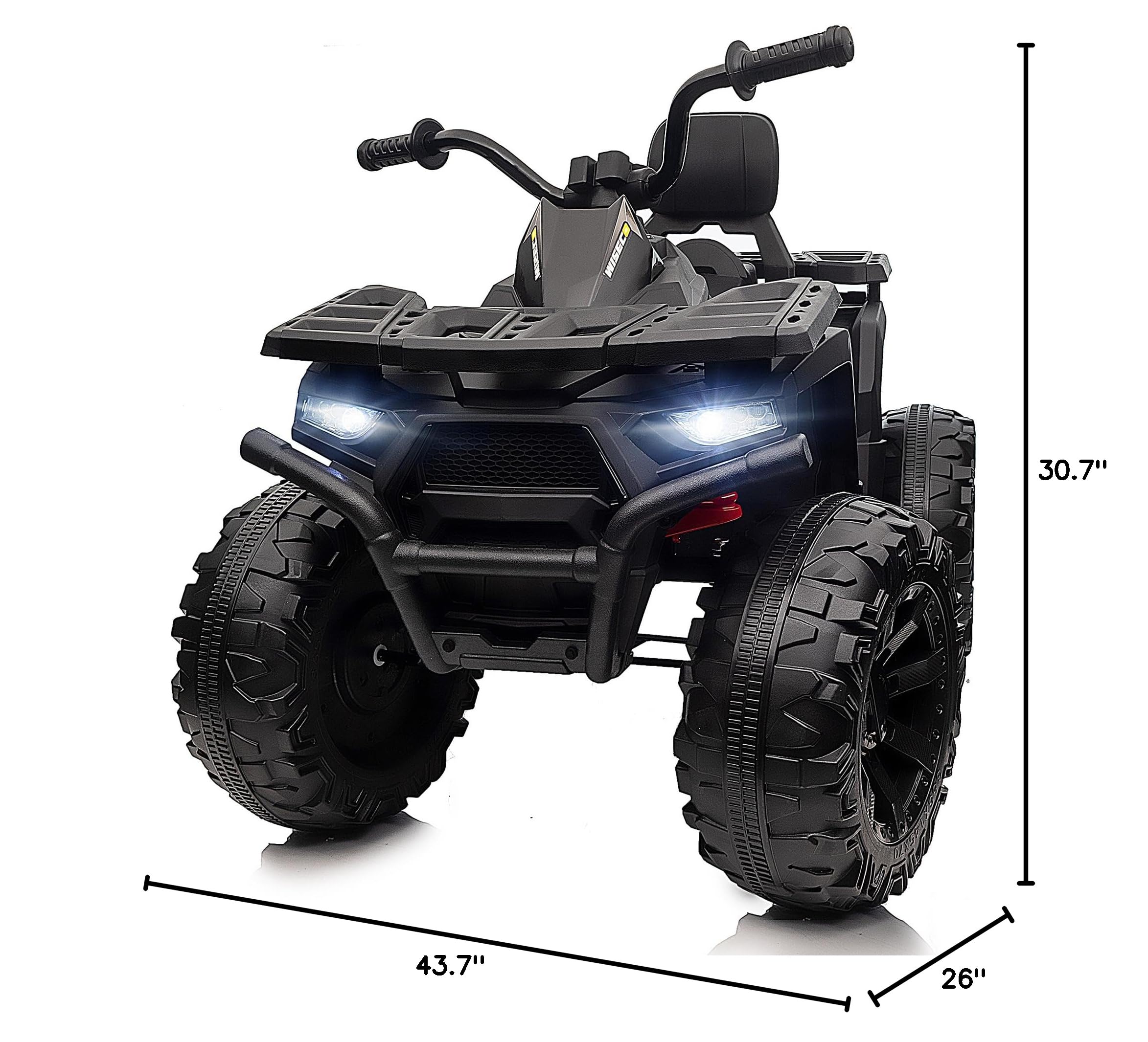 24V Kids ATV 4 Wheeler - 400W Motor Electric Ride On Toy Car for Big Kids, 2 Seater Black - Perfect for Outdoor Play, Backyard Adventures & Off-Road Fun