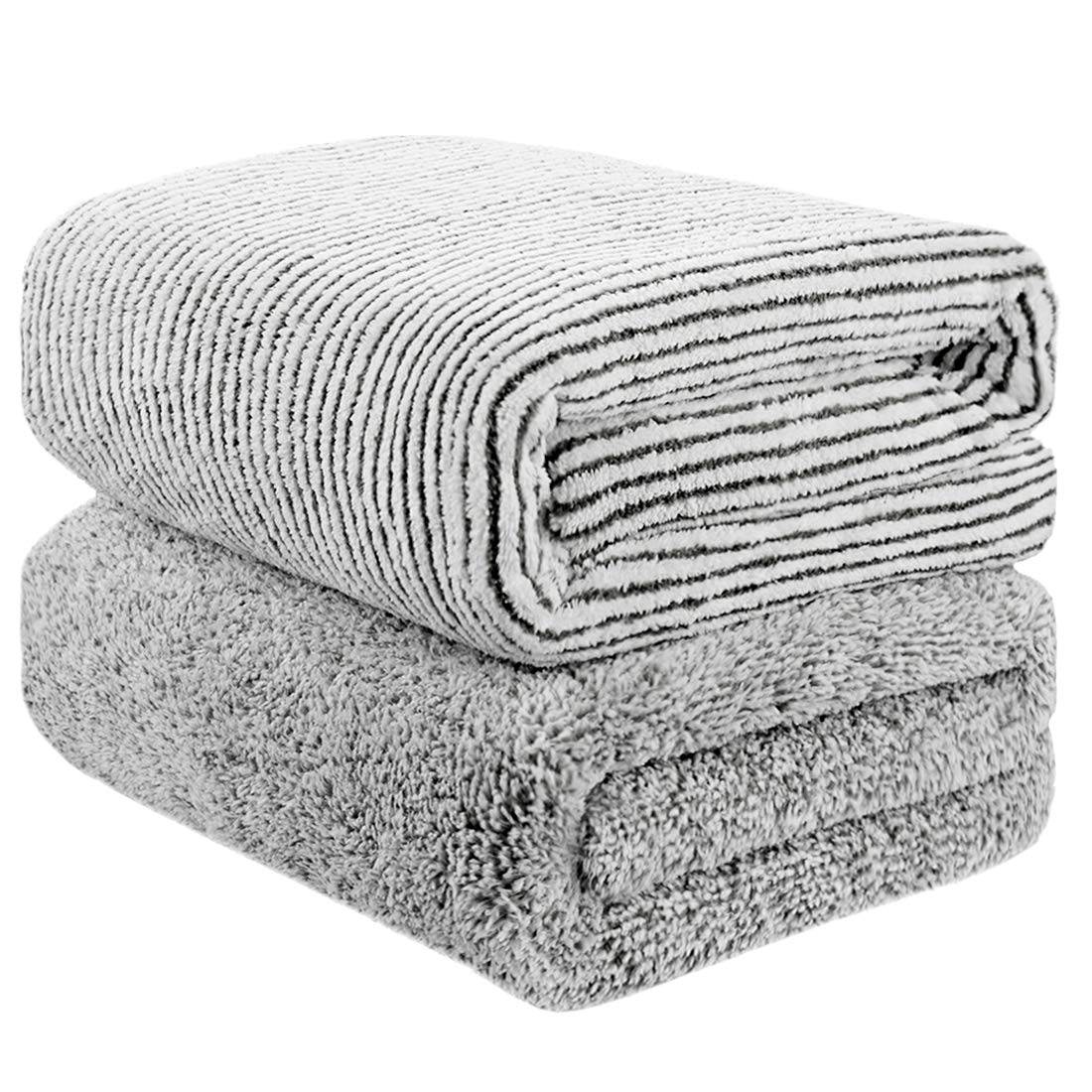 Premium Oversized Bath Towels 55x29 Inches - Soft 100% Cotton Bath Towel Set of 2 White - Perfect for Spa, Gym, Home, Hotel & Travel - Ultra Absorbent Quick Dry Towels for Bathroom, Beach & Yoga