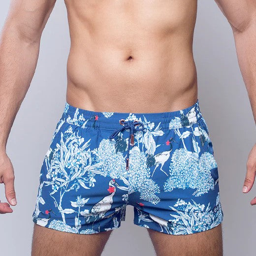 2eros Orient Dream 3 Swim Shorts for Men - Quick Dry Beach Swimwear with UPF Protection - Perfect for Pool, Surfing & Summer Vacation (Blue)