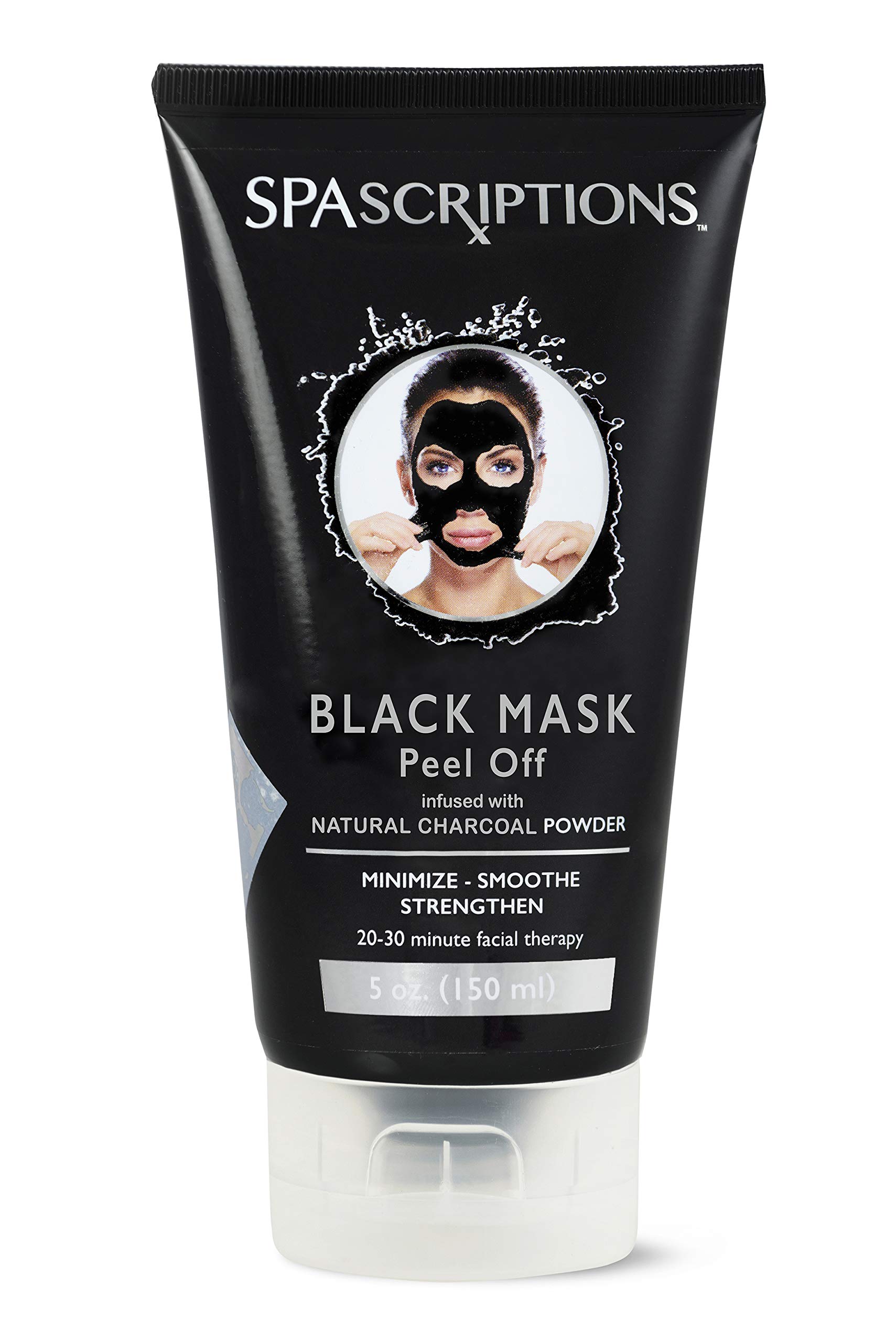 Spascriptions 5 oz (150 ml) Blackhead Remover Peel Off Mask - Deep Cleansing Charcoal Facial Mask for Blackhead Removal & Pore Minimizing | Face & Nose Skin Care Treatment for Clear, Smooth Skin | Perfect for Weekly Detox & Pre-Event Skincare Routine