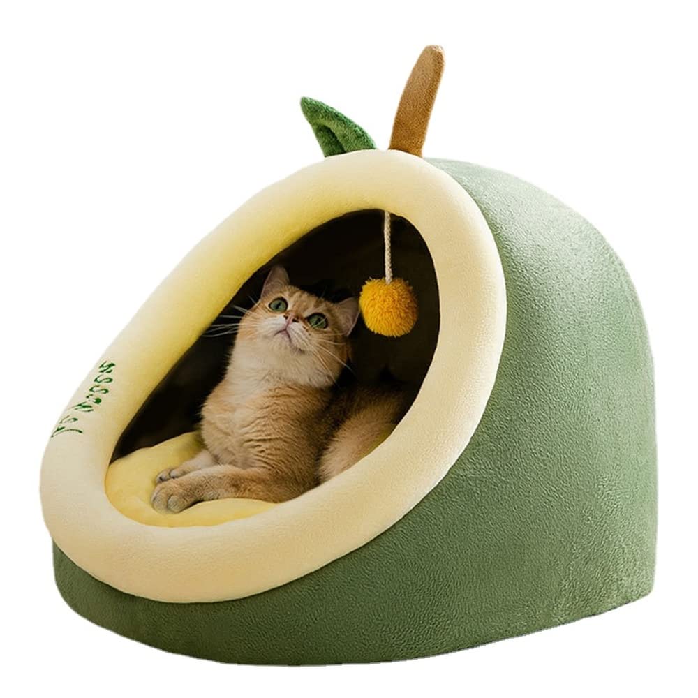 Avocado-Shaped Cat Bed - Warm & Cozy Semi-Enclosed Pet Nest for Cats & Dogs - All-Season Indoor Comfort with Stylish Home Decor (Medium Size) - Perfect for Lounging, Napping & Home Decoration