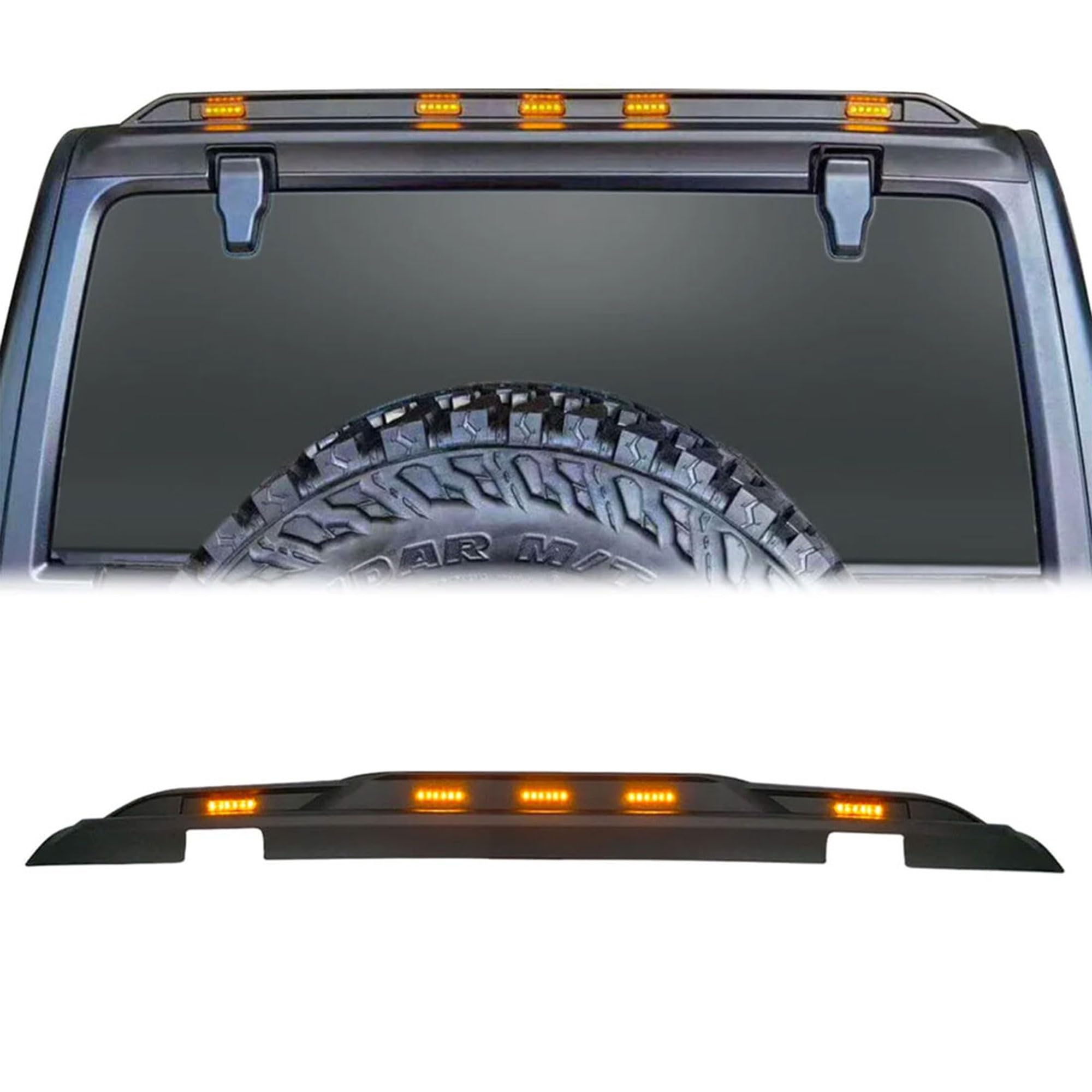 2018-2024 Jeep Wrangler JL Black Rear Roof Spoiler with Amber LED Lights | Aerodynamic Upgrade for Off-Road & Street Driving