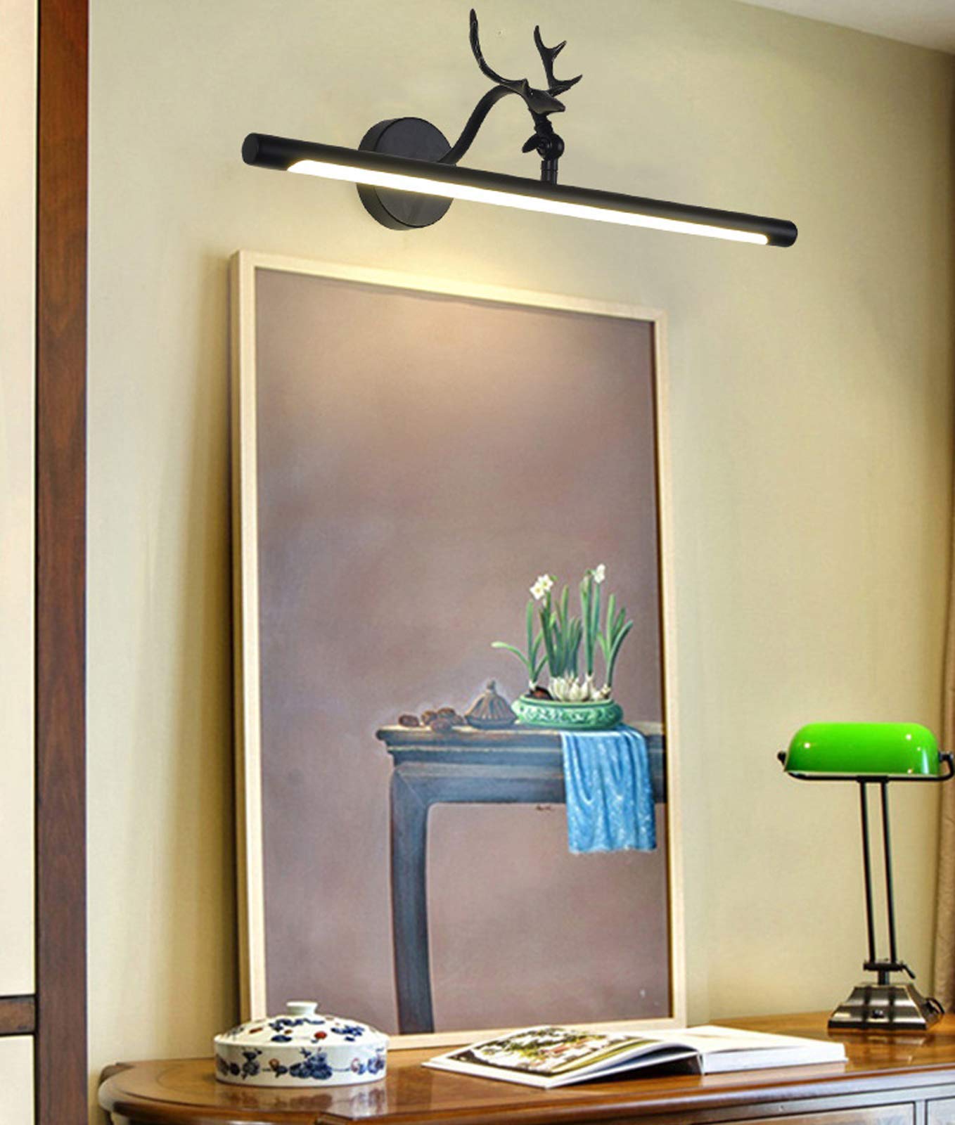 YKLL Retro LED Mirror Lamp - Adjustable Wall Light for Bathroom, Bedroom, Dressing Table & Vanity - Acrylic Waterproof Design - Black Bedside Decor Lighting (75CM 16W) - Perfect for Makeup, Shaving & Home Decor