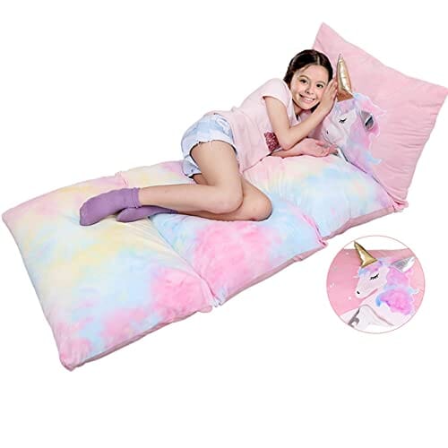 Unicorn Kids Floor Pillow - Soft Bed Seat Cover for Girls, Queen Size - Perfect for Playroom, Bedroom, and Cozy Reading Nook