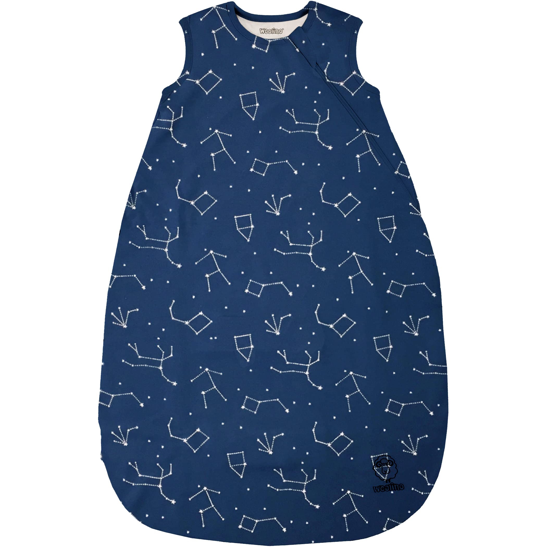 Woolino 4 Season Baby Sleep Sack - Merino Wool & Organic Cotton Sleeping Bag for Infants & Toddlers 18-36 Months with Two-Way Zipper - Night Sky Design - Perfect for Nursery, Daycare & Travel