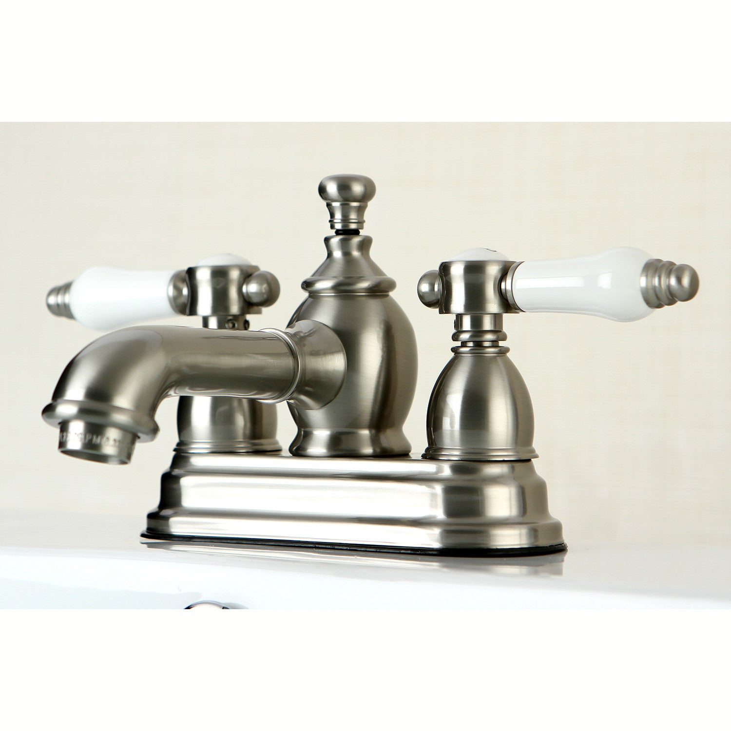 Bel Air KS7008BPL Brushed Nickel Double Handle 3-Hole Deck Mount 4-Inch Centerset Bathroom Faucet with Brass Pop-Up Drain - Perfect for Modern Bathroom Vanities and Sinks