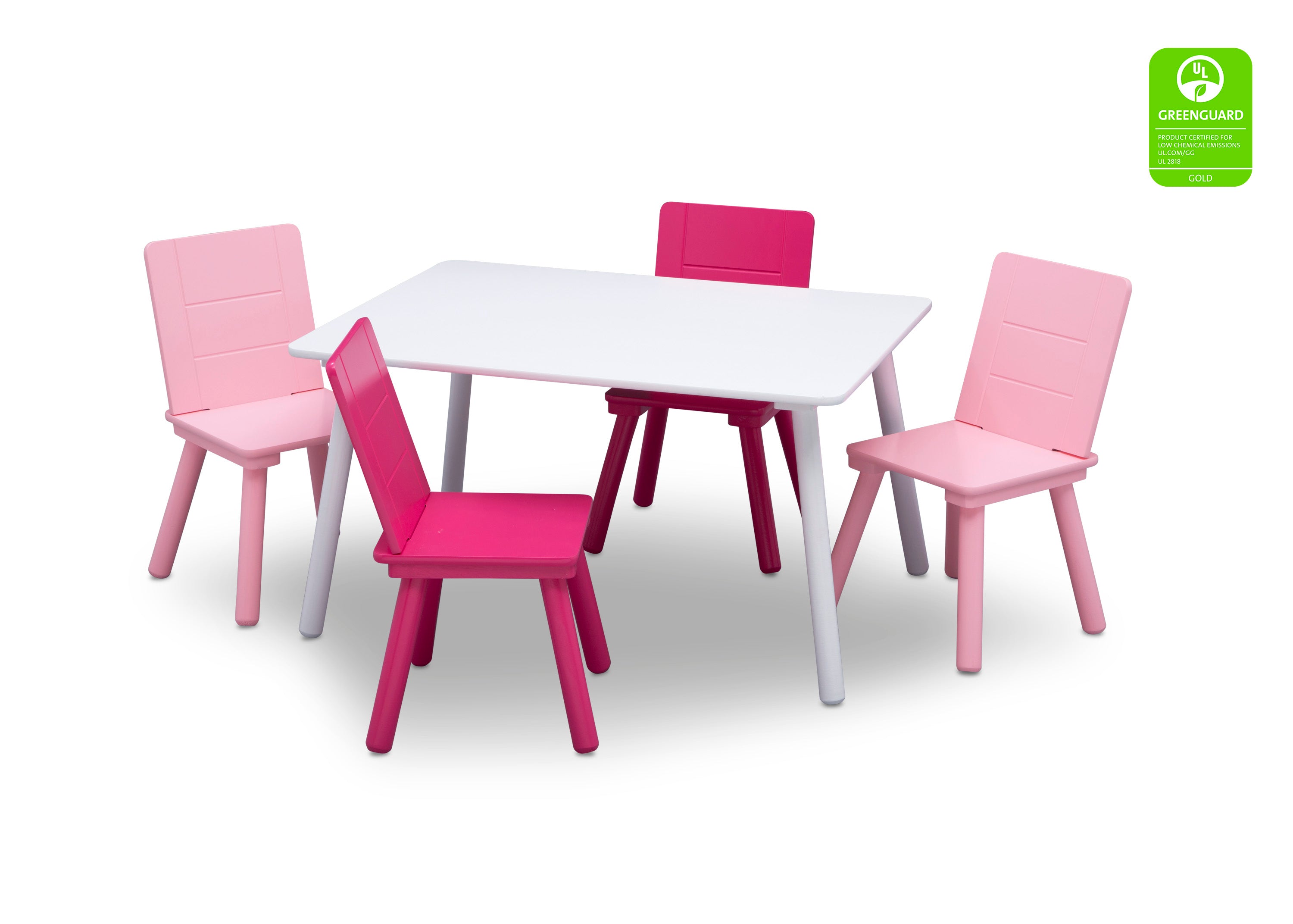 Kids Table and Chair Set - 4-Piece Wooden Children's Furniture for Playroom, Learning & Dining - Perfect for Toddlers & Preschoolers (Pink/Blue) - Ideal for Arts & Crafts, Snack Time, and Homeschooling Activities
