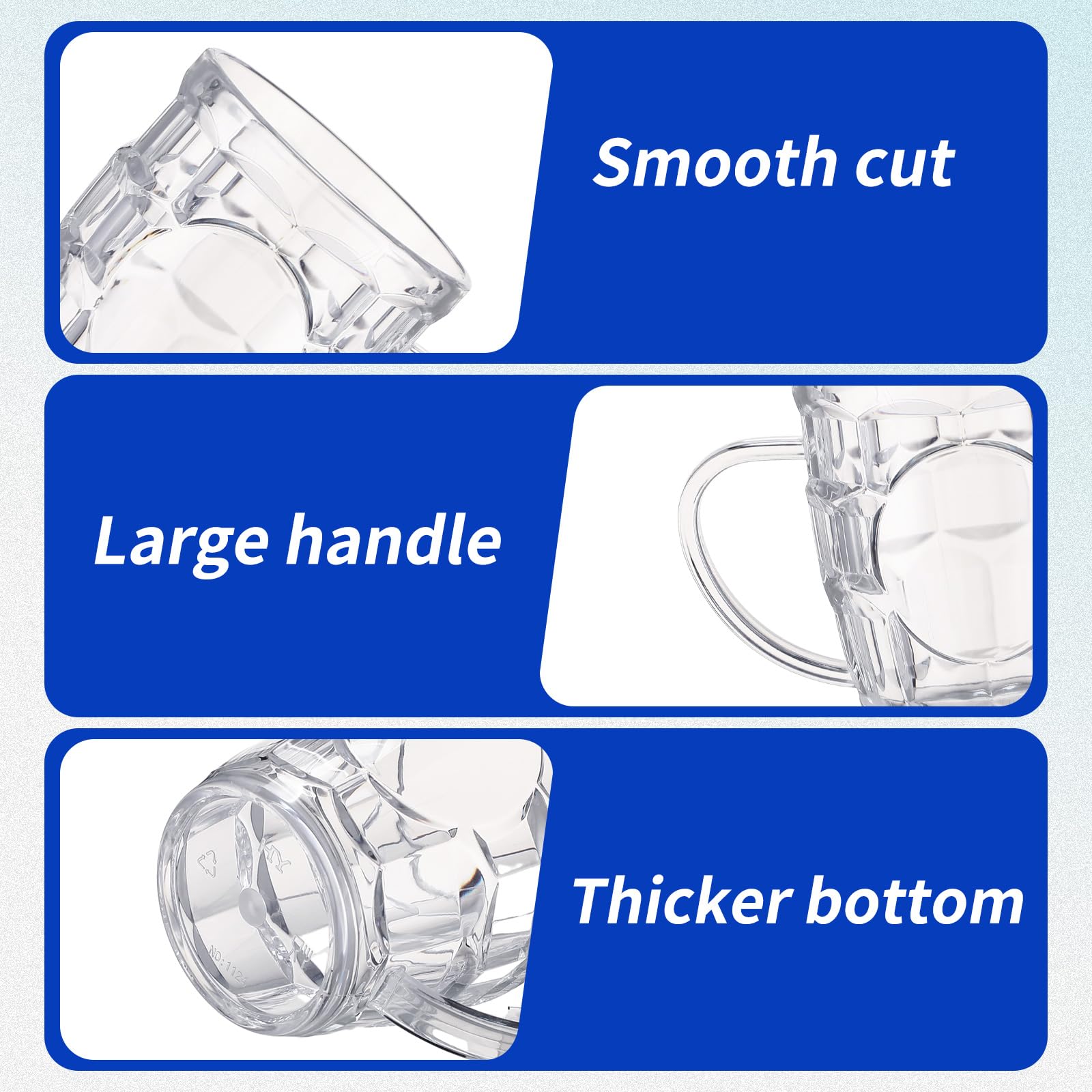 20 Pcs 8 oz Clear Plastic Beer Mugs with Handles - Reusable Dimpled Steins for Oktoberfest, Party, BBQ & Picnic - Durable Mini Beer Glasses for Outdoor Events & Home Decor