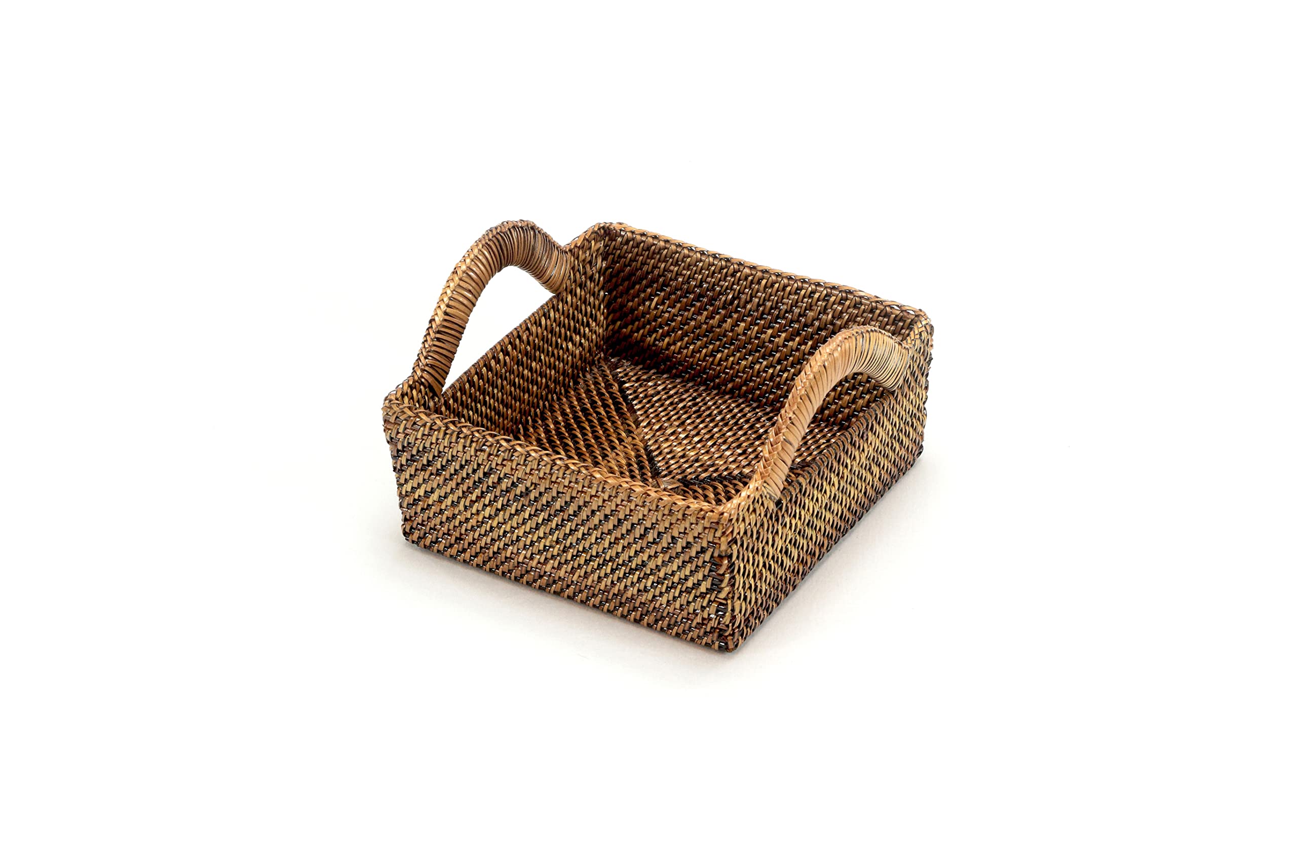 Luxury Square Woven Bread Basket with Handles - 7