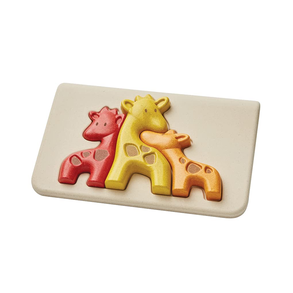 PlanToys 4634 Wooden Giraffe Stacking Toy for Toddlers - Colorful Educational Animal Learning Game for Kids | Perfect for Preschool Playtime & Early Childhood Development