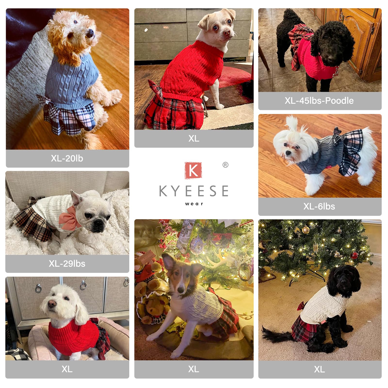 KYEESE Stretchy Comfy Dog Sweater for Medium Dogs - Cozy Turtleneck Pet Sweater with Bowtie, Perfect for Winter Outfits & Indoor Comfort