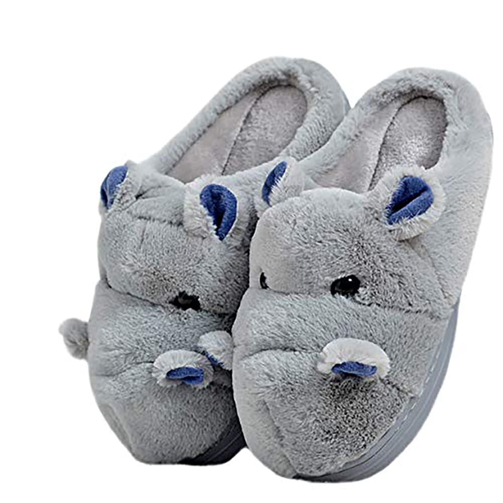 **Hippo Slippers for Couples - Non-Slip Plush Cotton Animal House Slippers for Men & Women - Cozy Home Wear for Winter, Gifts for Valentine's Day**