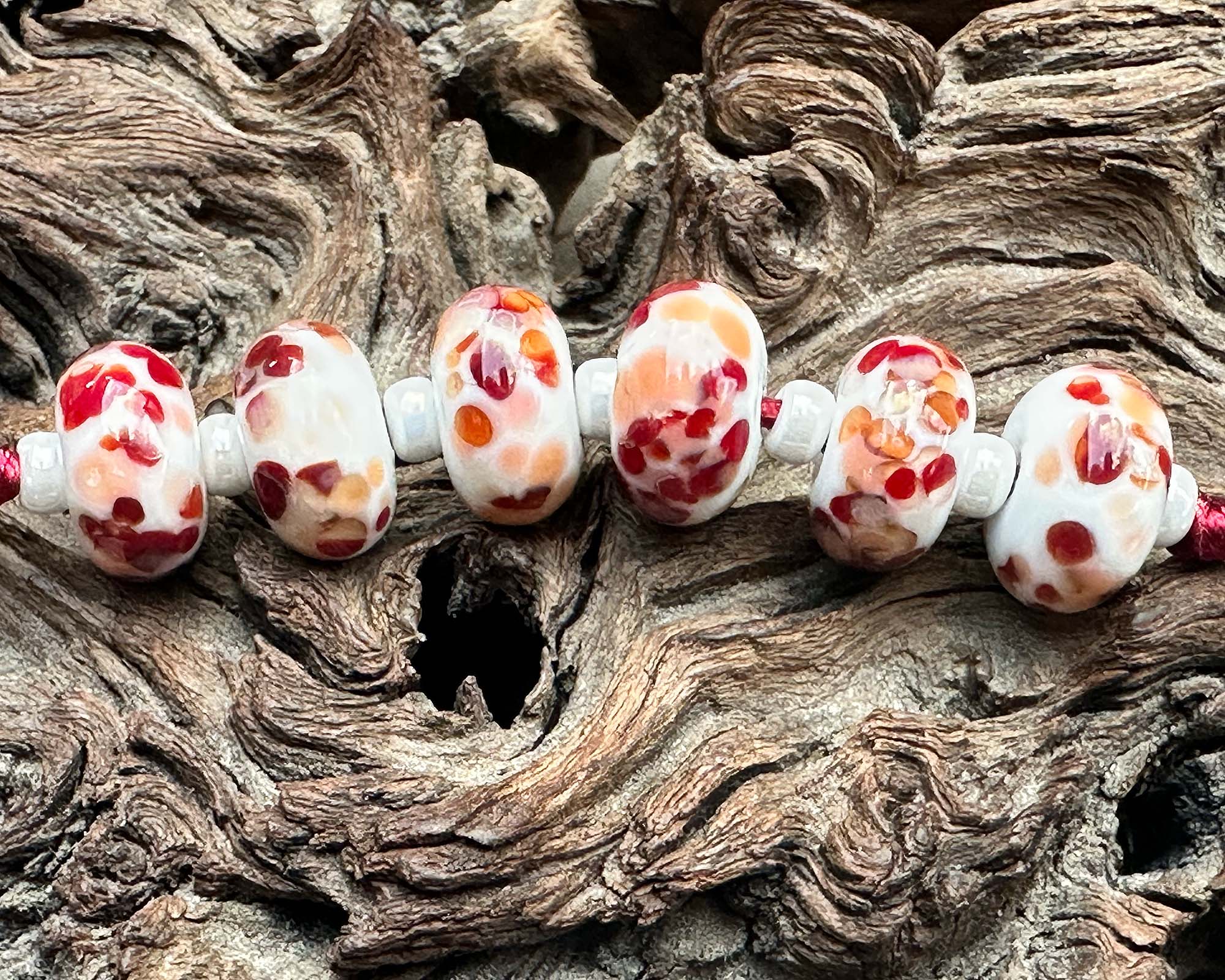 6PCS Red Cherry Stone Lampwork Beads for Jewelry Making - DIY Bracelet, Necklace & Craft Supplies - Perfect for Bohemian Style Accessories & Gift Making