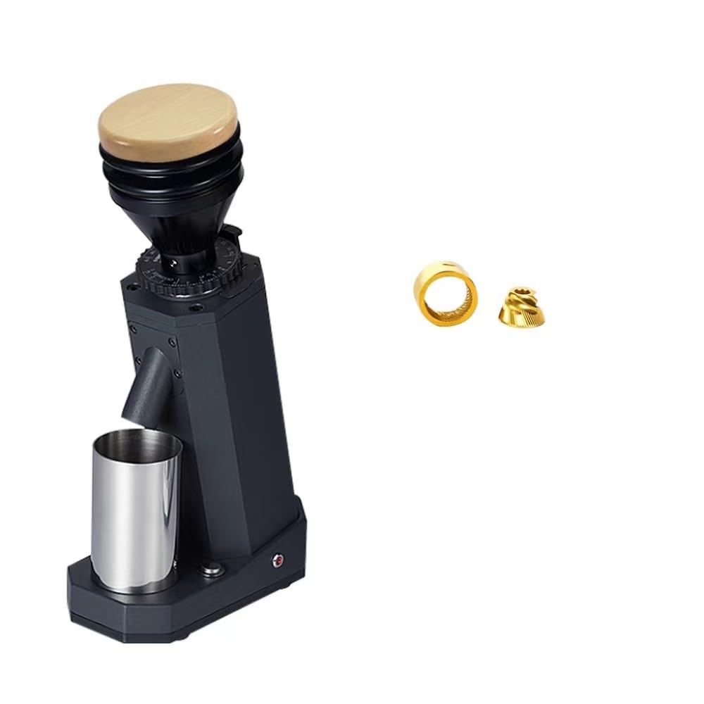 Premium Titanium Electric Coffee Grinder with Metal Burr & Grain Hopper - Compact Espresso Grinder for Home & Cafe - 110-220V (BA Cylinder TT Burr, CN/UK 220V-240V) - Perfect for Fresh Coffee Beans & Espresso Machine Brewing