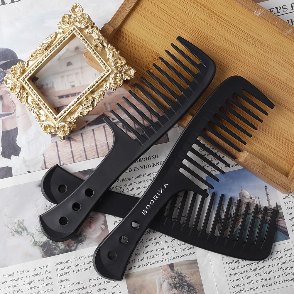 Wide Tooth Comb for Long Wet Curly Hair – Smooth Sturdy Anti Static Detangling Comb – Perfect for Defining Curls & Reducing Breakage – Great for Shower, Salon & Travel Use