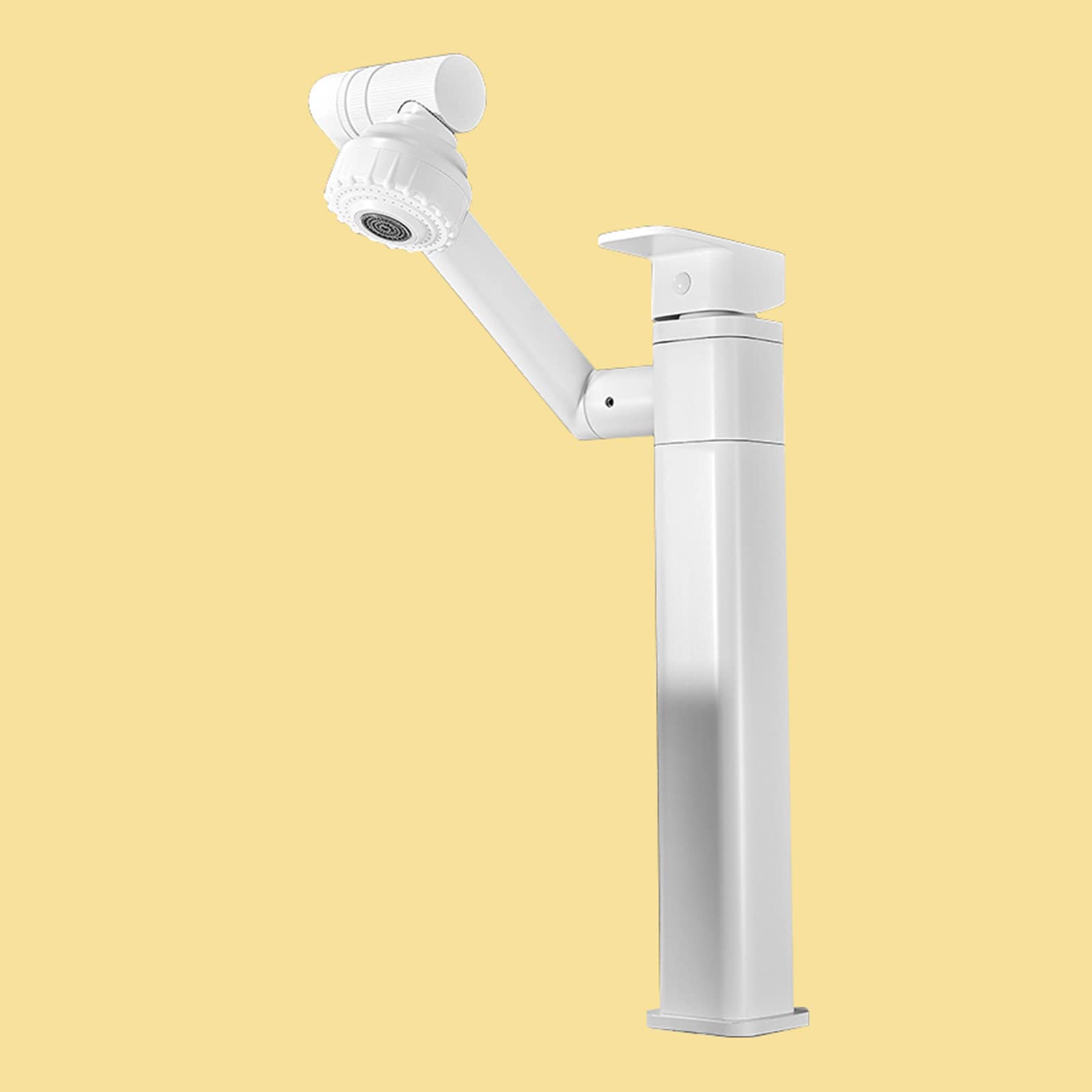 1 Hole Bathroom Sink Faucet - Single Handle Basin Mixer Tap with 360° Swivel Spout, Hot & Cold Water Mixing, Solid Brass Construction in White - Perfect for Modern Vanities, Powder Rooms, and Guest Bathrooms