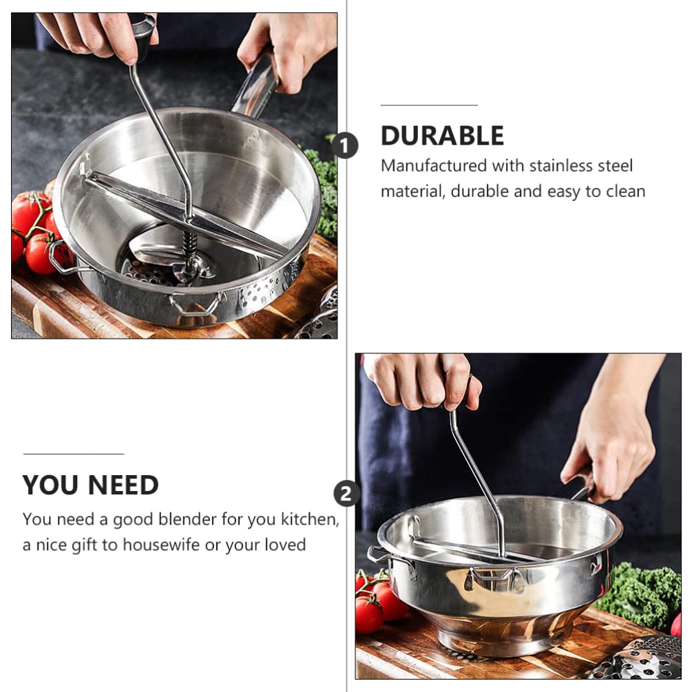 UPKOCH Stainless Steel Potato Masher & Food Mill with Grinding Discs - Rotary Handle for Smooth Purees, Sauces, Jams - Perfect for Mashed Potatoes, Applesauce, Baby Food & Kitchen Prep
