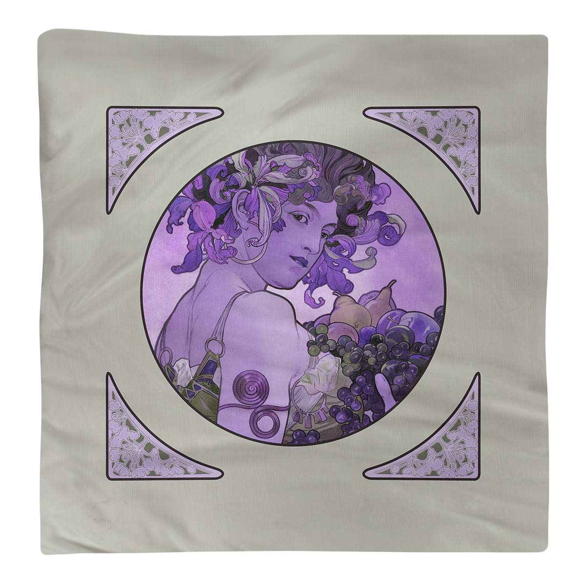 Alphonse Mucha Fruit Panel Purple Dinner Napkin Set - 22 x 22 Inches - Art Nouveau Inspired Table Linens for Fine Dining & Special Occasions
