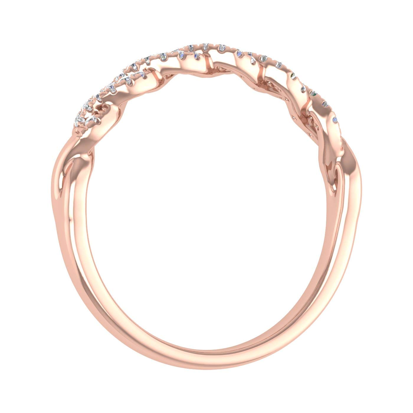 1/10 Carat Twisted Diamond Wedding Band Ring in 10K Solid Gold - IGI Certified for Women | Elegant Bridal Jewelry for Engagement, Anniversary & Special Occasions