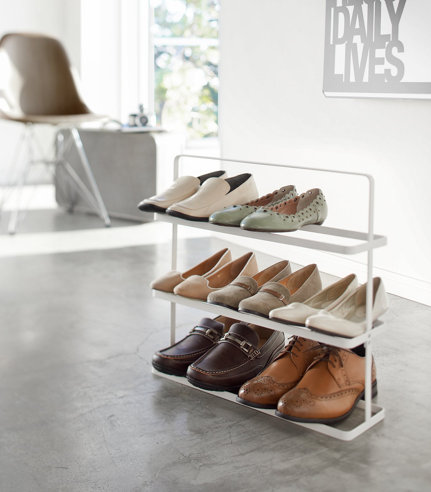 18-Inch Steel Shoe Rack Organizer - Space Saving Entryway Storage for Sneakers, Boots & Sandals - Perfect for Closet, Bedroom or Mudroom Organization