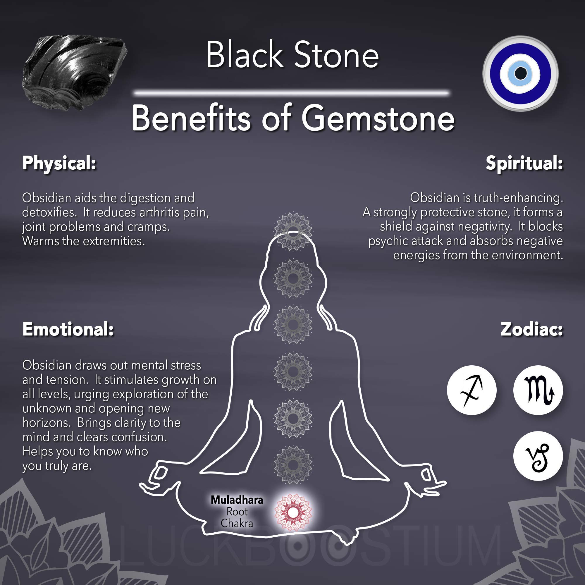 LUCKBOOSTIUM Silver Tree of Life Pendant with Blue Evil Eye & Crystal Gemstone - Spiritual Amulet for Growth, Strength & Protection | Home Decor, Car Mirror Charm, Gift Idea (2.2x7 Inches, Black Stone) - Perfect for Meditation, Office Feng Shui & Travel Protection