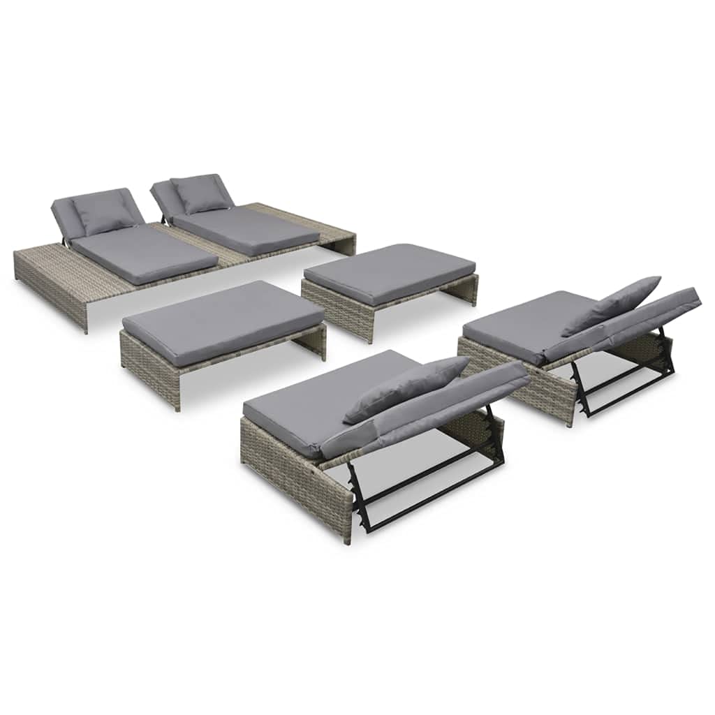 Modern 15-Piece Gray Poly Rattan Outdoor Patio Furniture Set - Conversation & Bistro Lounge Set for Home, Lawn, Balcony | Perfect for Backyard BBQs, Poolside Relaxation & Garden Parties