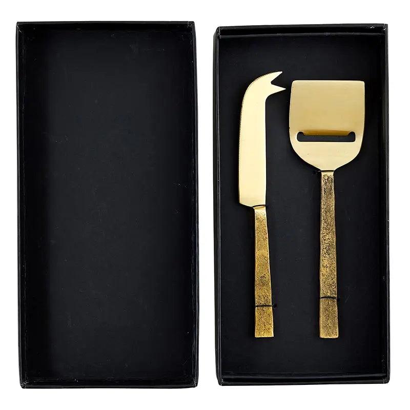 Premium Stainless Steel Gold Cheese Knife Set - 4-Piece Elegant Cheese Serving Utensils for Parties, Charcuterie Boards & Gourmet Cheese Platters
