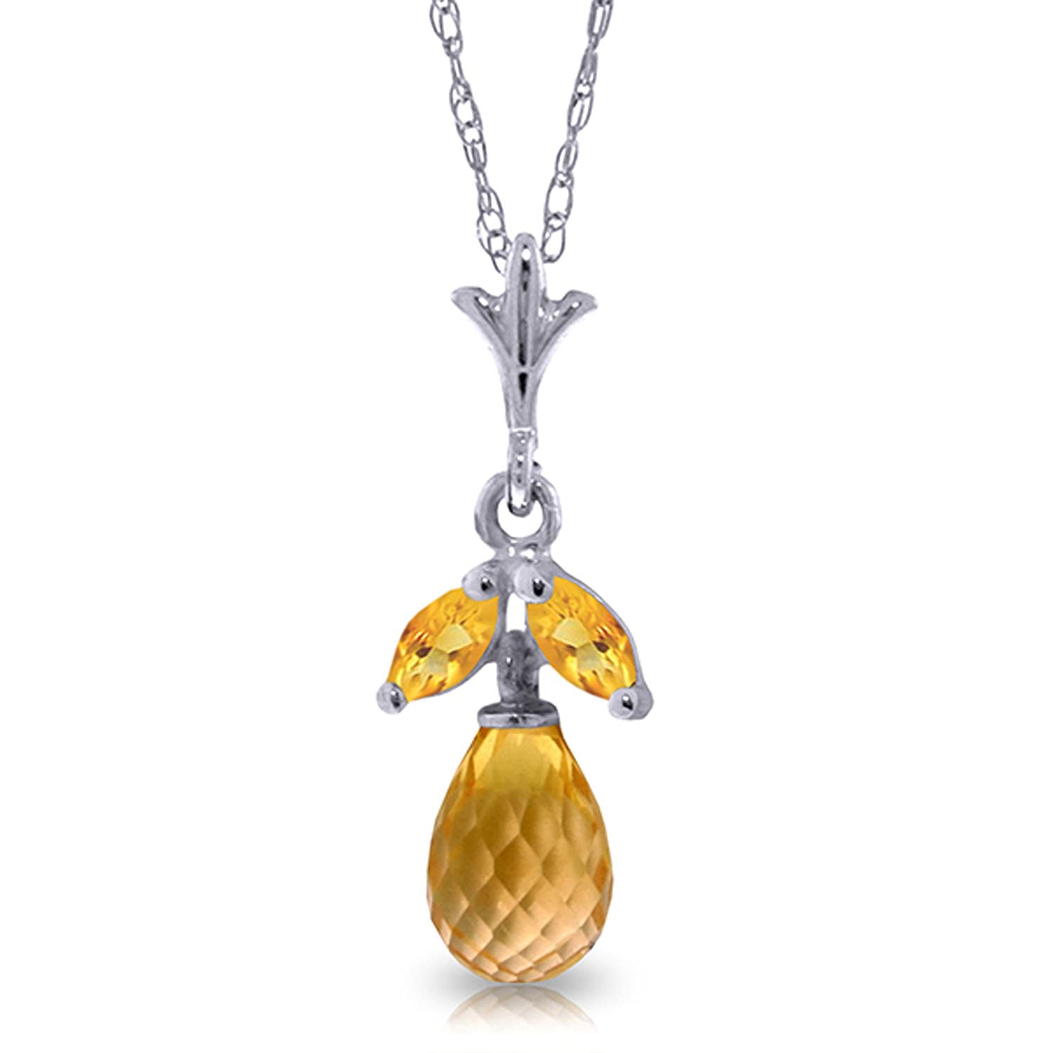 14K Solid Gold Necklace with Natural Citrines - Elegant Galaxy Gold GG Pendant for Women, Perfect for Gifts, Anniversaries & Special Occasions