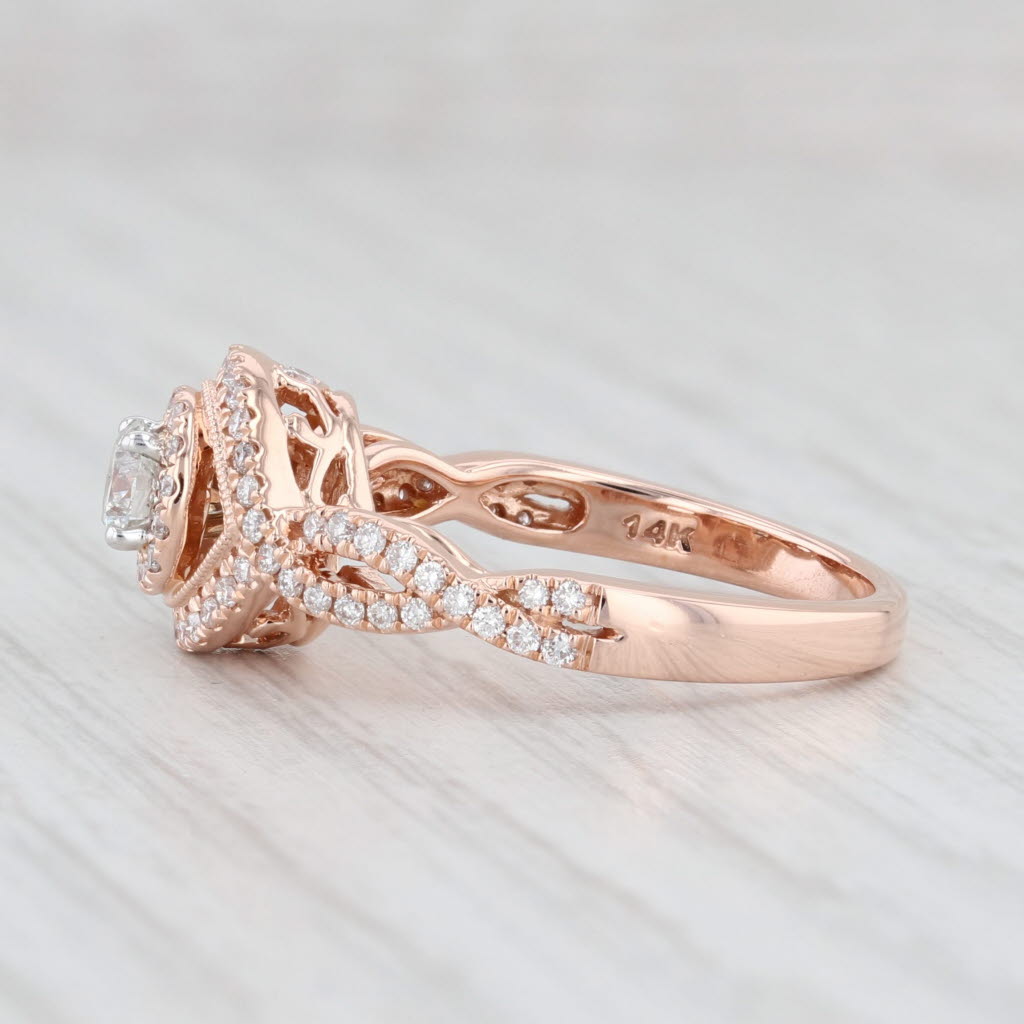 0.45ctw Round Diamond Halo Engagement Ring 14k Rose Gold Size 7 - Elegant Wedding Proposal Ring for Her, Perfect Anniversary Gift & Promise Ring for Special Occasions