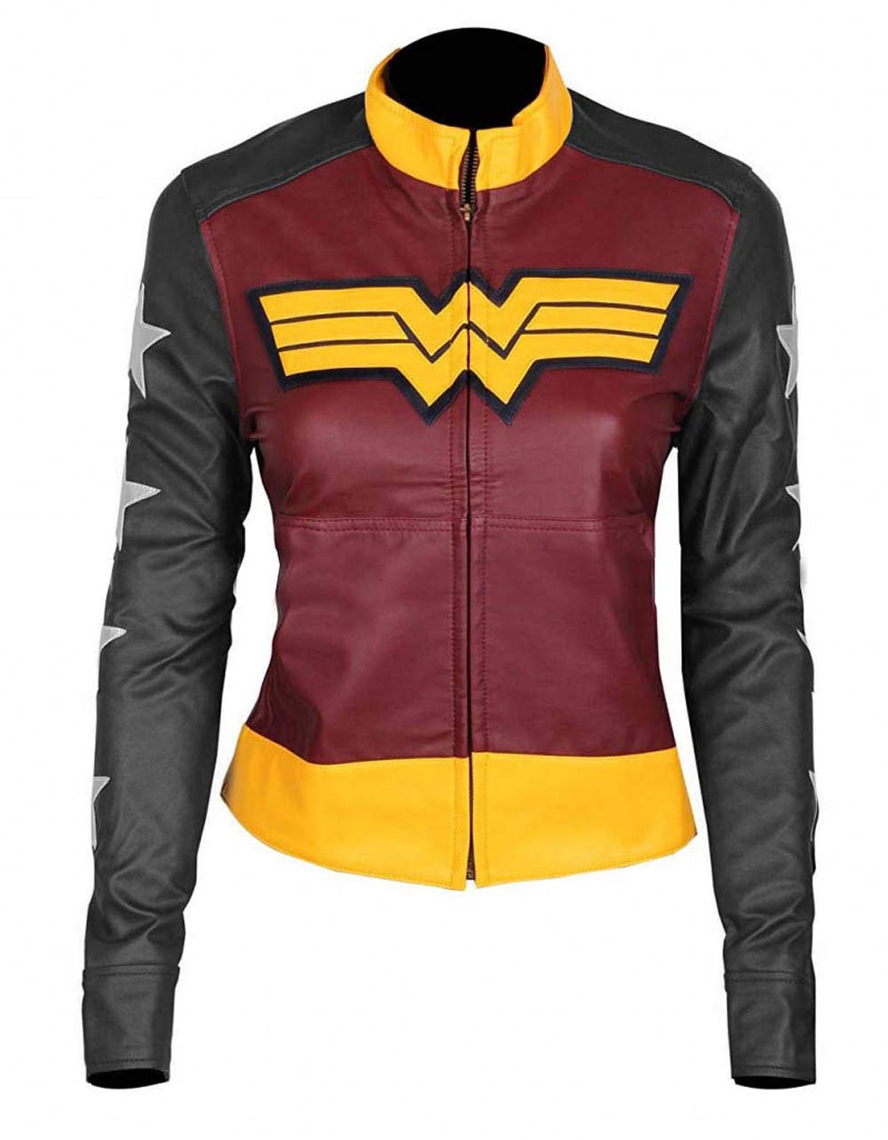 Wonder Woman Gal Gadot Inspired Faux Leather Jacket for Women - Brown & Black Superhero Costume, Cosplay & Halloween Outfit