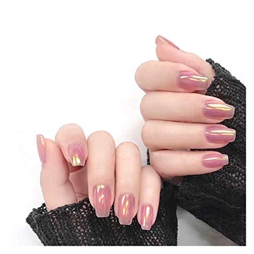 24Pcs Fake Nails with Glue - Pre-Designed Acrylic Nail Tips with Mirror Effect | Easy to Apply & Remove | Perfect for Parties, Weddings & Daily Manicure